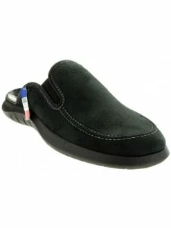 Chausson Mule En Velours Gris | Grande Taille Homme | FARGEOT Gris