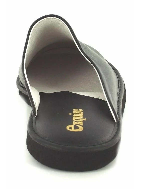 Chausson Mule En Cuir Noir | Grande Taille Homme | EXQUISE Noir 6 Chausson Mule En Cuir Noir | Grande Taille Homme | EXQUISE Noir – Image 6