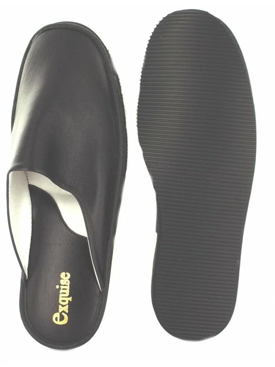 Chausson Mule En Cuir Noir | Grande Taille Homme | EXQUISE Noir 7 Chausson Mule En Cuir Noir | Grande Taille Homme | EXQUISE Noir – Image 7