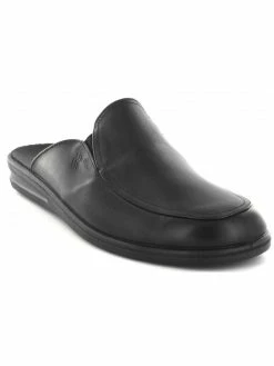 Chausson Mule En Cuir Noir | Grande Pointure Homme | ROMIKA Noir