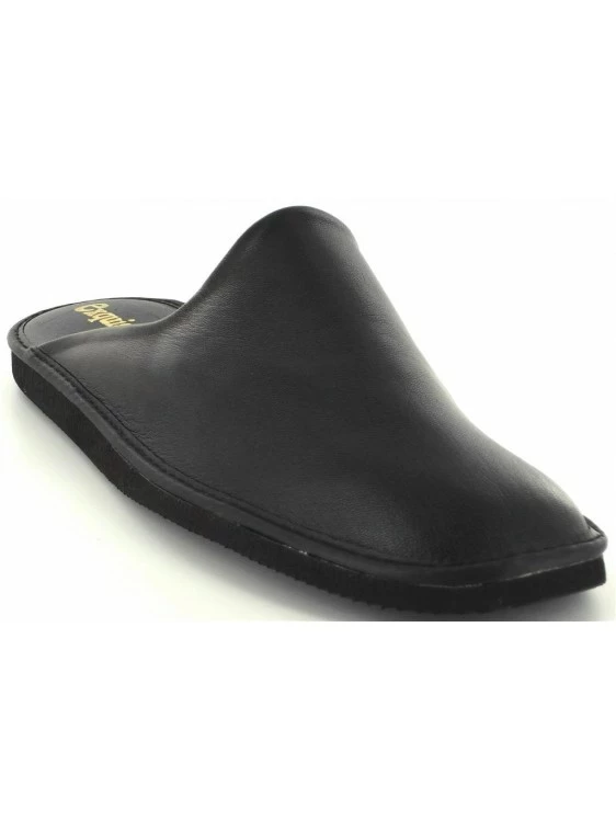 Chausson Mule En Cuir Noir | Grande Taille Homme | EXQUISE Noir 1 Chausson Mule En Cuir Noir | Grande Taille Homme | EXQUISE Noir